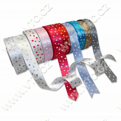 Satin ribbon 24 mm hearts