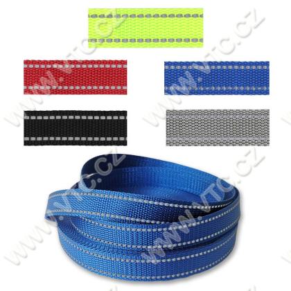 Popruh PES 20 mm s reflexními pásky