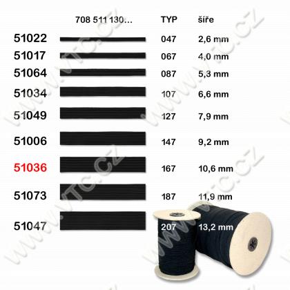 Guma prádlová 10,6 mm čierna